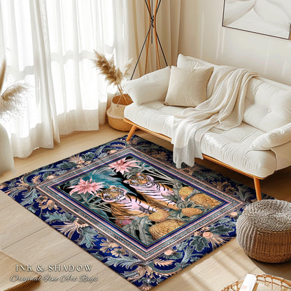 Pastel Tropigoth Accent Rug | Eclectic Whimsigoth Unique Bedroom Area Rug Botanical Foliage Nature Inspired Decor Safari Jungle Leaves Boho