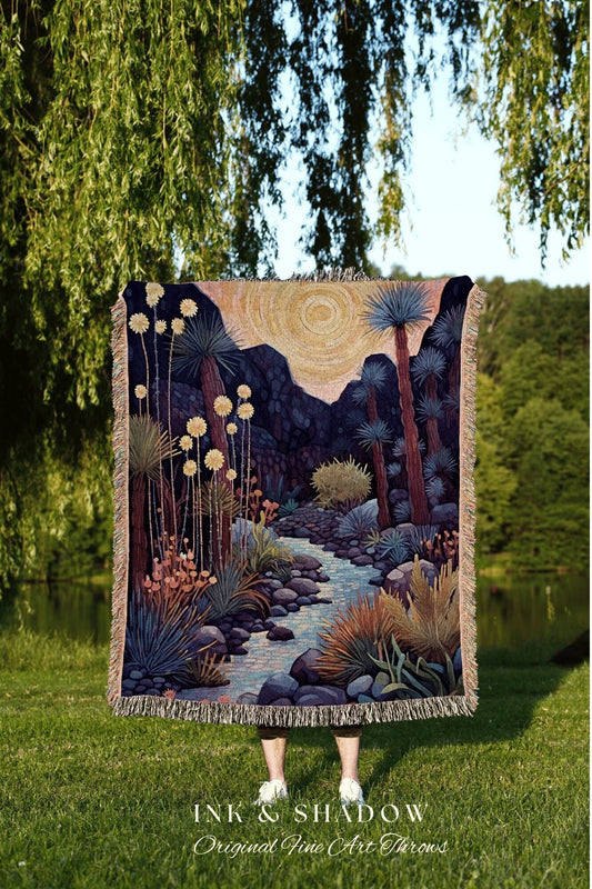 Whimsical Landscape Blanket | Southwestern Home Decor Housewarming Gift Tapestry Aesthetic Blanket Whimsigoth Blanket Desert Decor Boho Art