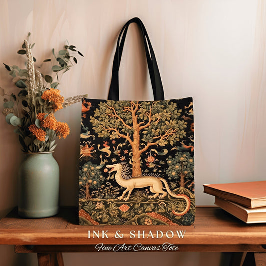 Rustic Dragon Tote Bag | Gift for Dragon Lover Dark Cottagecore Satchel Fairy Core Bookbag Pastel Fairycore Tapestry Tote Medieval Aesthetic