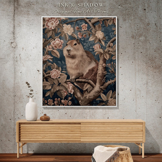 Ethereal Woodland Capybara Blanket | Pastel Aesthetic Cottagecore Tapestry Woven Mystical Book Nook Gift for Reader Cute Woodland Throw |