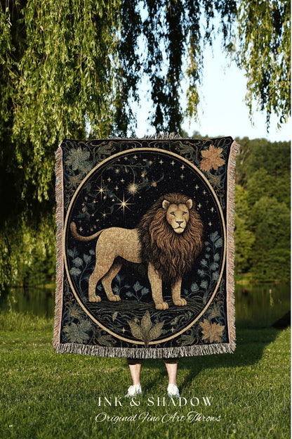 Leo Gift Custom Zodiac Blanket Woven | Leo Star Sign 'The Lion' Astrology Gift | Custom Star Sign Gift | Woven Tapestry Celestial Blanket |