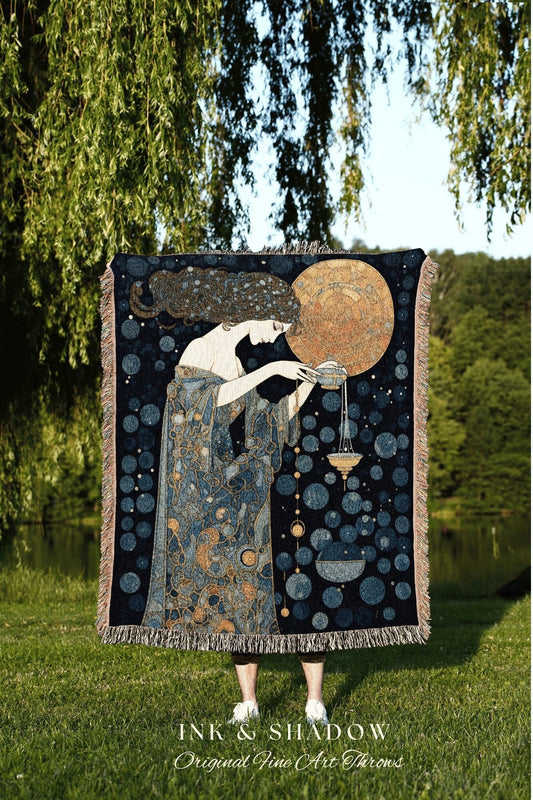 Zodiac Aquarius Gift Custom Tapestry Woven | Aquarius Wall Art Gustav Klimt | Custom Star Sign Woven Tapestry Celestial Art Blanket Woven |