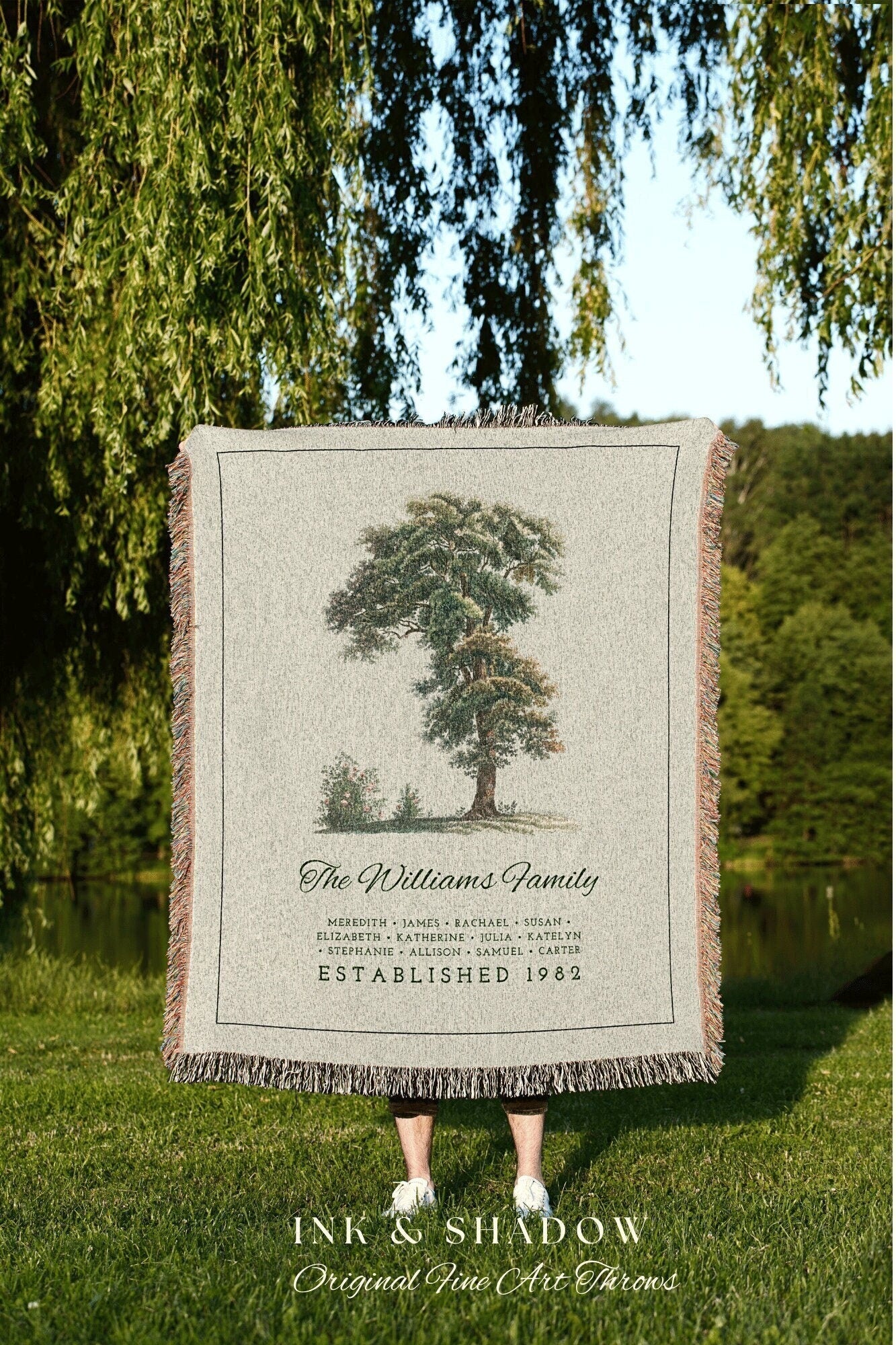 Vintage Family Tapestry Personalized | Family Tree Blanket Custom Family Gift Meaningful | Wedding Gift Sentimental Gift for Family Tree |