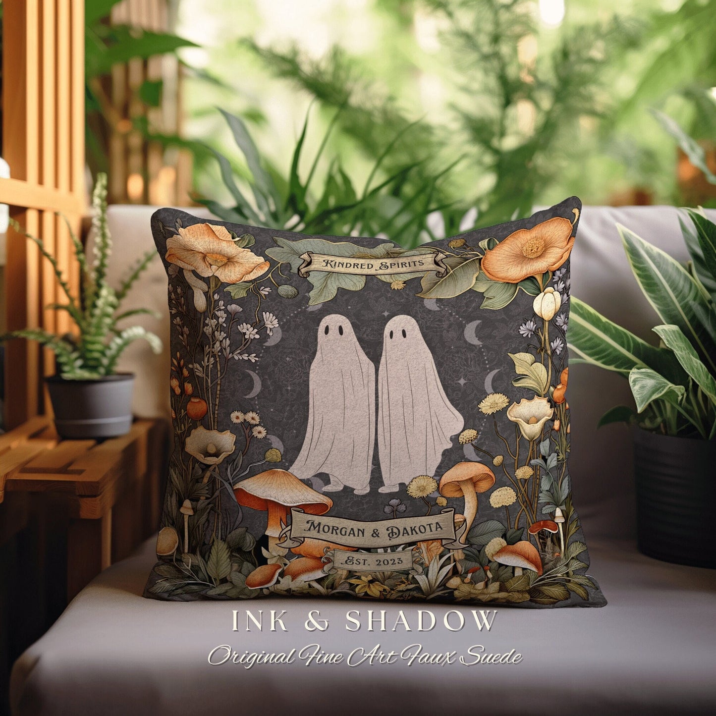 Woodland Wedding Pillow Custom Gift | Fairycore Decor Personalized Anniversary Gift Cottagecore Wedding Gifts for Couple Housewarming Gift |