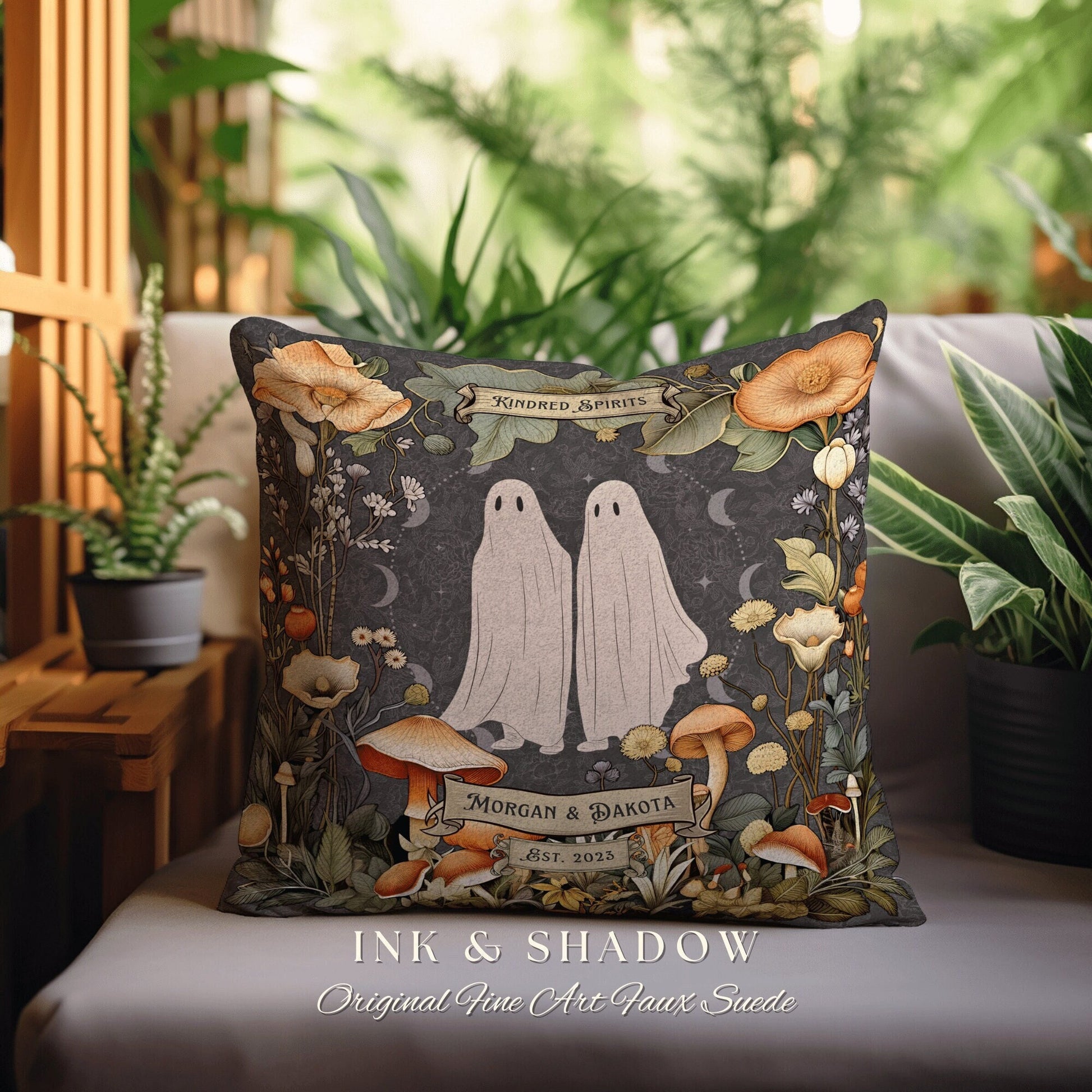 Woodland Wedding Pillow Custom Gift | Fairycore Decor Personalized Anniversary Gift Cottagecore Wedding Gifts for Couple Housewarming Gift |