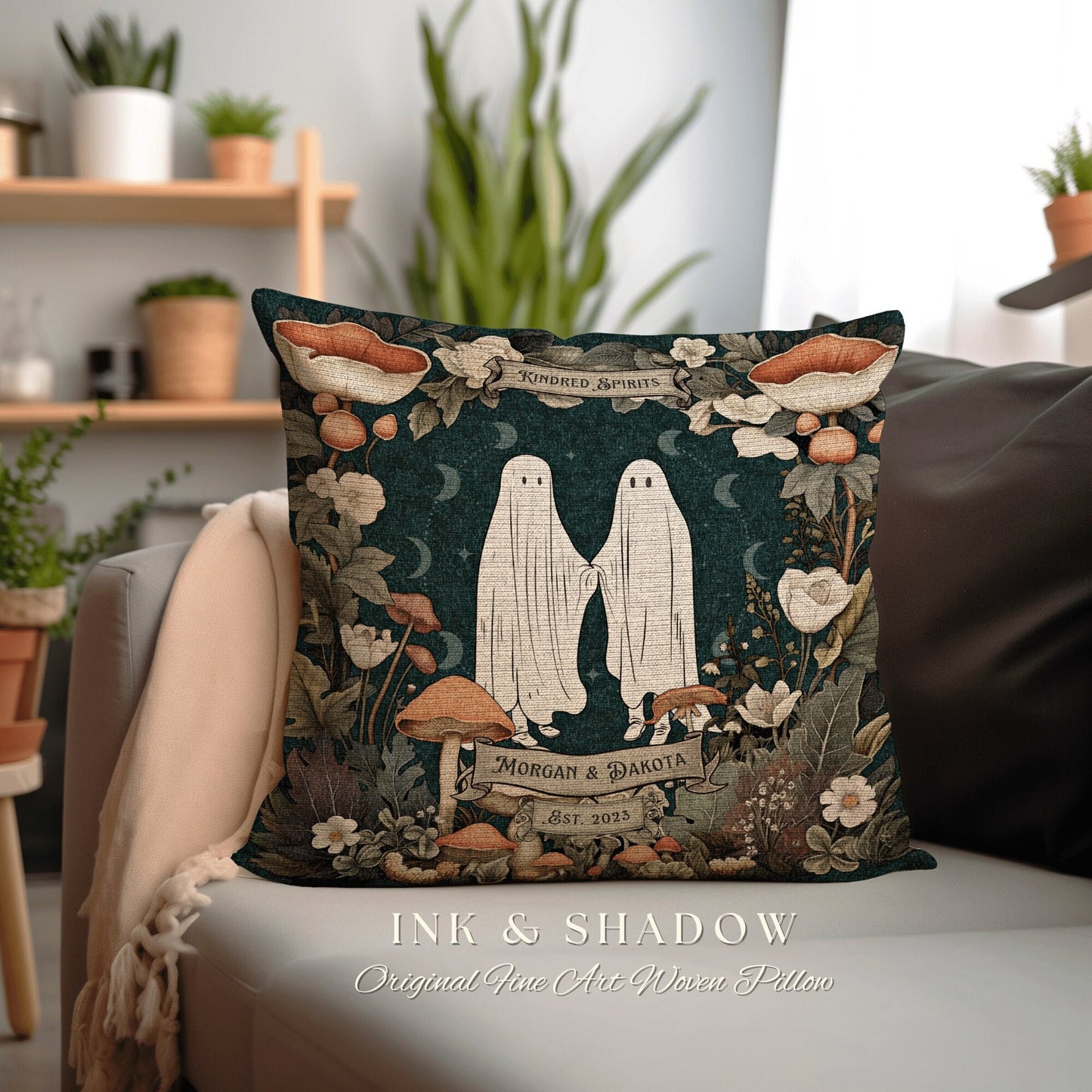 Kindred Spirits Custom Couples Pillow | Woodland Decor Custom Anniversary Meaningful Wedding Gift for Couple Housewarming Gift Unique Couple