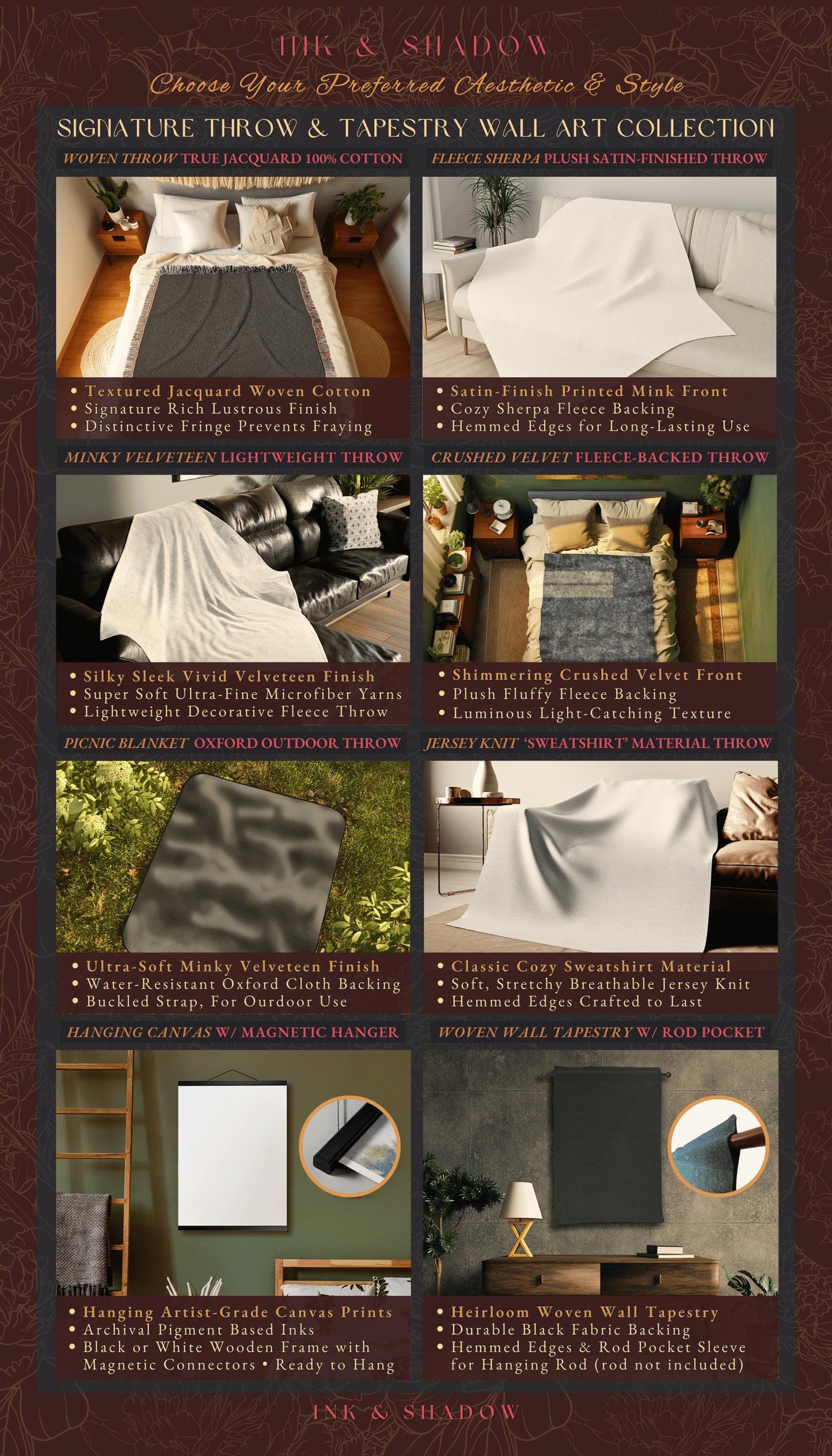 Kindred Spirts Personalized Ghost Blanket Goth Tapestry | Spooky Ghost Decor Halloween Blanket Woven Throw | Woven Blanket Ghosts Couple