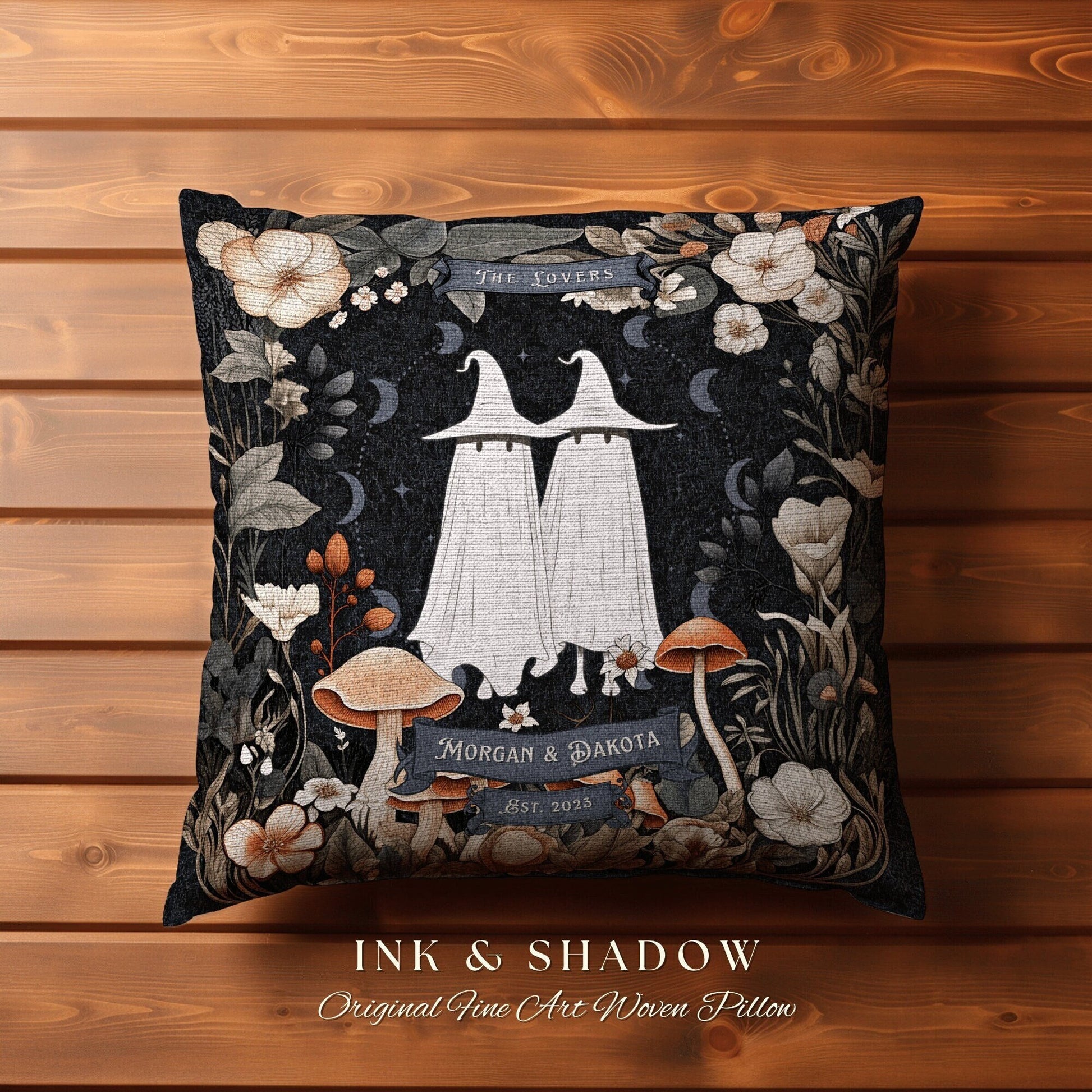 Celestial Decor Pillow Personalized | Woodland Decor Custom Anniversary Meaningful Wedding Gifts for Couple Housewarming Unique Couples Gift