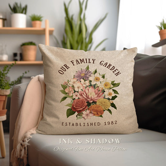 Family Garden Birth Flower Bouquet Pillow | Custom Birth Month Flower Nana's Garden Pillow Personalized Birth Flower Gift for Mom Custom |