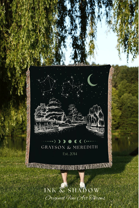 Astrology Blanket Couples Gift | Personalized Wedding Anniversary Gift Couples Custom Star Sign Blanket Woven Tapestry Thoughtful Wedding |