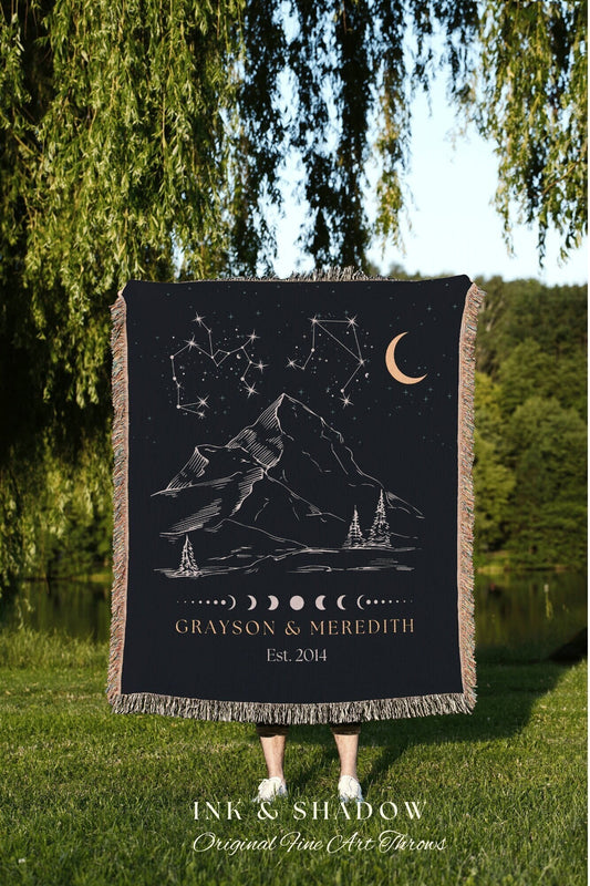 Anniversary Constellation Tapestry | Wedding Anniversary Gift Custom Couples Custom Star Sign Blanket Woven Tapestry Thoughtful Wedding Gift