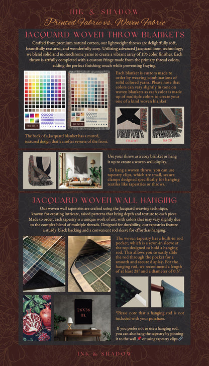 Kindred Spirts Personalized Ghost Blanket Goth Tapestry | Spooky Ghost Decor Halloween Blanket Woven Throw | Woven Blanket Ghosts Couple