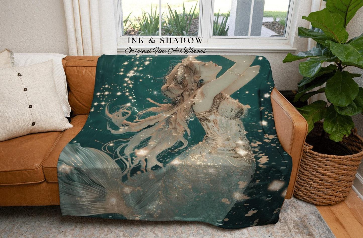 Magic Aesthetic Mermaid Tapestry | Fairycore Bedroom Celestial Siren Throw Ethereal Tapestry Sirencore Decor Witchy Wall Art Fairy Grunge