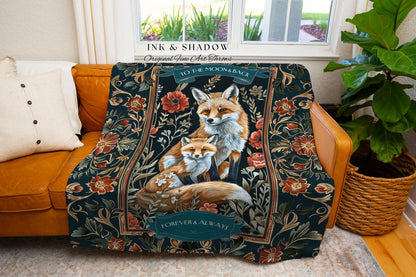 Parent and Child Sentimental Fox Blanket | Custom Thoughtful Gift Woodland Cottagecore Woodland Whimsy Throw Sentimental Personalized Gift