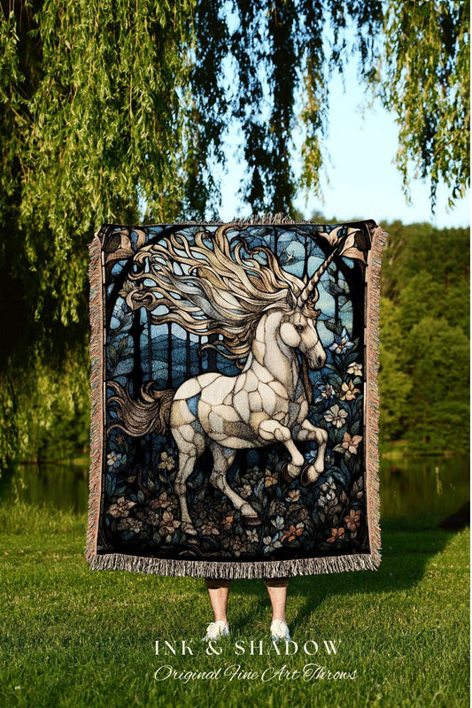 Medieval Unicorn Tapestry | Vintage Unicorn Art Ethereal Tapestry Woven | Magical Unicorn Room Decor Mythical Wall Art Medieval Tapestry |