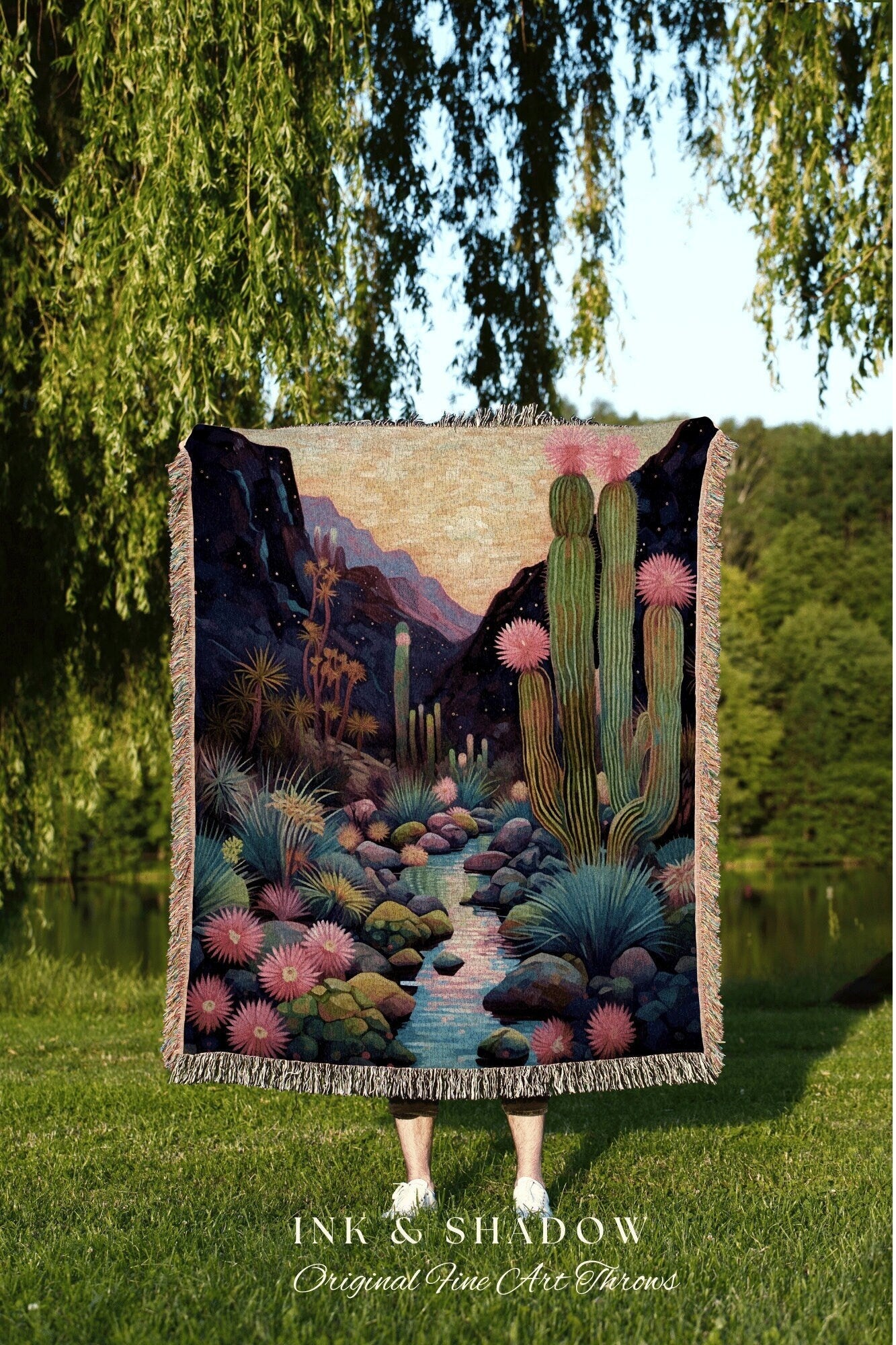 Eclectic Desert Blanket | Whimsigoth Home Decor Housewarming Gift Tapestry Aesthetic Blanket Dark Cottagecore Blanket Desert Decor Boho Art