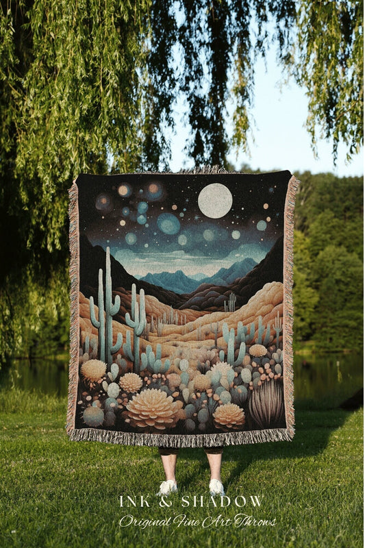 Southwestern Landscape Tapestry | Dark Academia Home Decor Housewarming Gift Tapestry Aesthetic Blanket Whimsigoth Art Blanket Eclectic Art