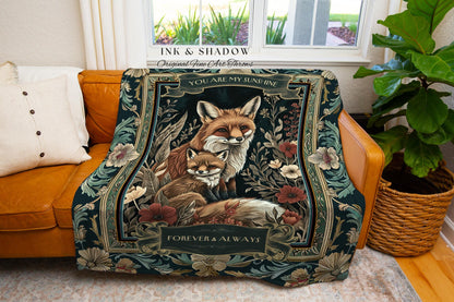 New Parent Gift Personalized Fox Tapestry | Custom Sentimental Gift Cottagecore Woodland Whimsy New Baby Gift Love You To the Moon and Back