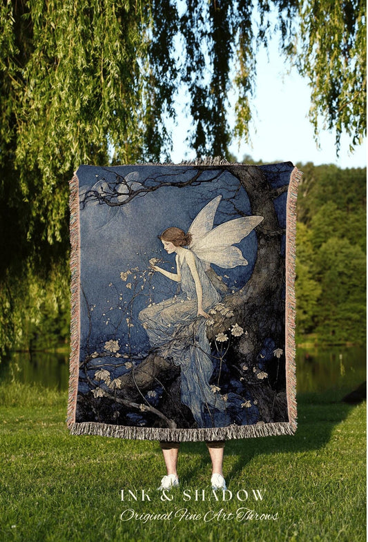 Fairytale Celestial Tapestry | Fairy Aesthetic Celestial Wall Art Cottagecore Decor Art Nouveau Tapestry Woven Art Blanket Fairycore Decor |