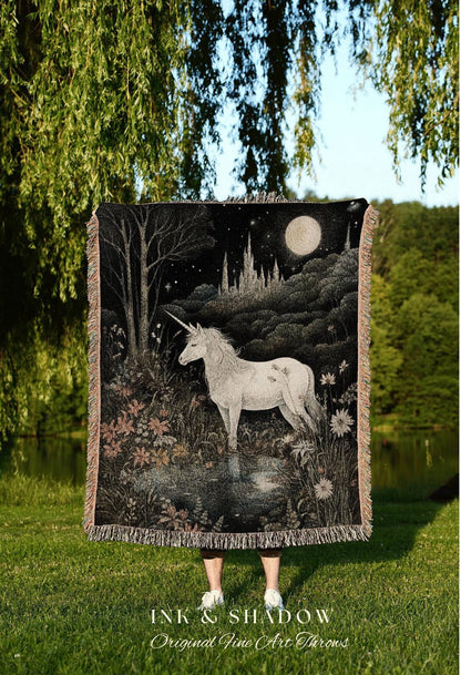 Fairytale Aesthetic Blanket Whimsical Room Decor Ethereal Tapestry Cottagecore Decor | Fairycore Aesthetic Decor Magical Tapestry Unicorn |