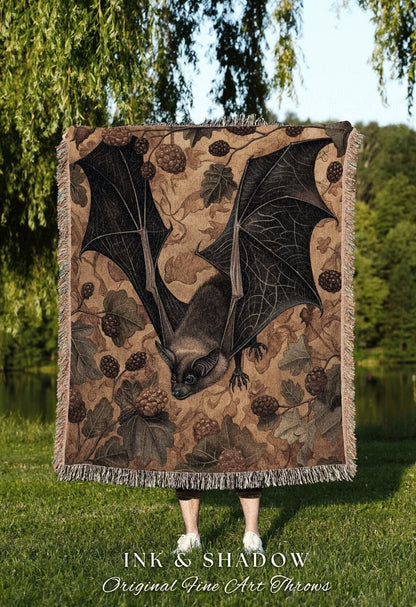 Gothic Wall Tapestry Bat Aesthetic | Celestial Tapestry Woven Blanket Victorian Gothic Bedroom Decor Woodland Ethereal Botanical Gothic |