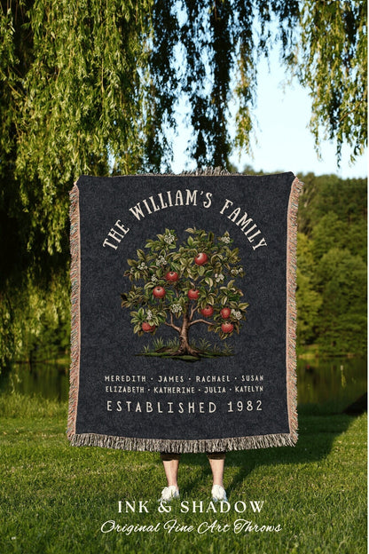 Apple Tree Custom Family Blanket | Family Tree Wall Art Blanket Custom Family Gift Sentimental Gift for Mom Personalized Family Name Gift |