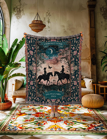 Eternally Yours Custom Couple Blanket Country Wedding Anniversary Gift | Boho Western Cottagecore Starry Night Personalized Tapestry Throw