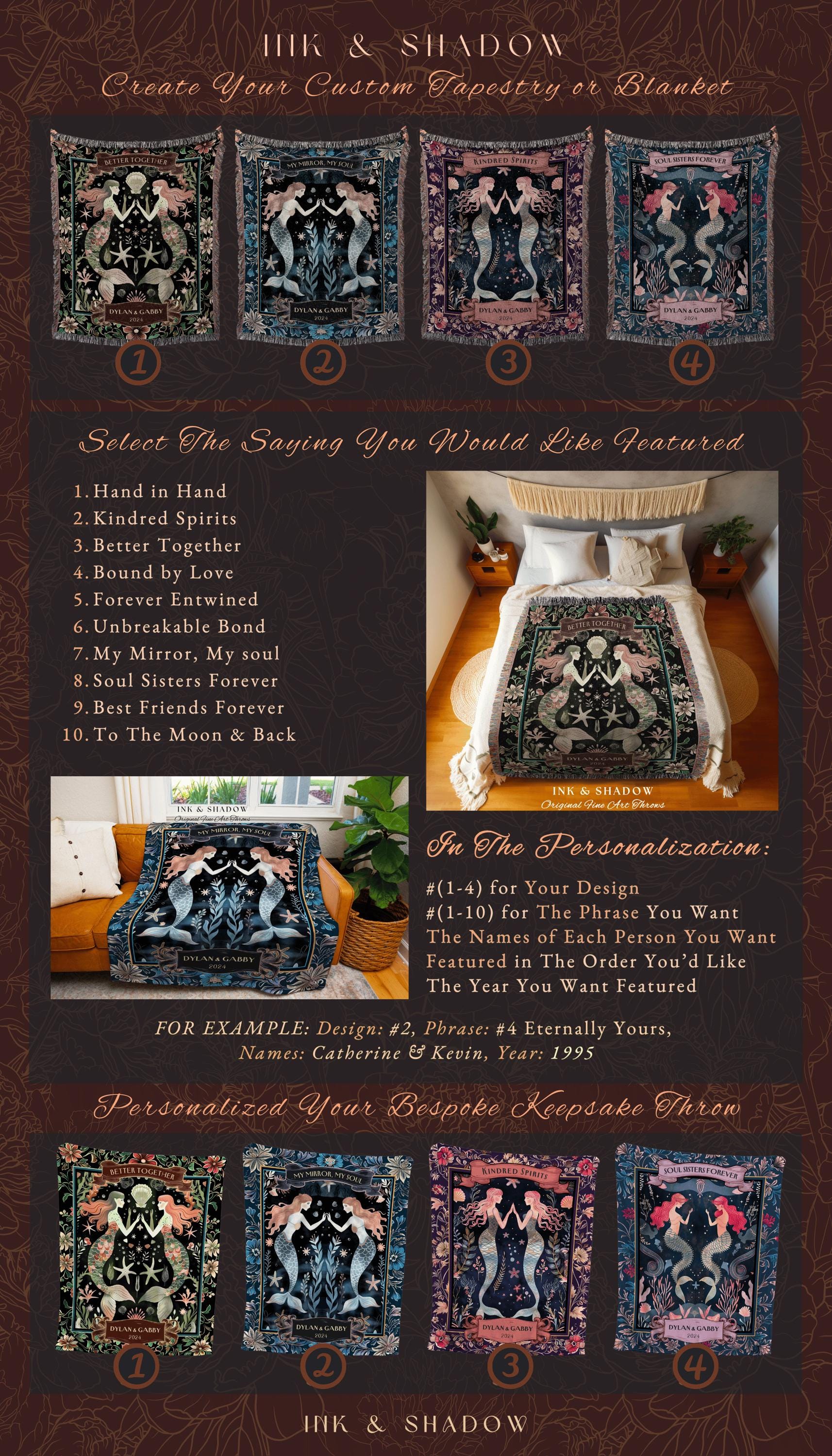 Mermaid Lover Best Friend Custom Gift | Celestial Mermaid Bestie Blanket Enchanted Ocean Sentimental Mother Daughter Soul Sister Keepsake