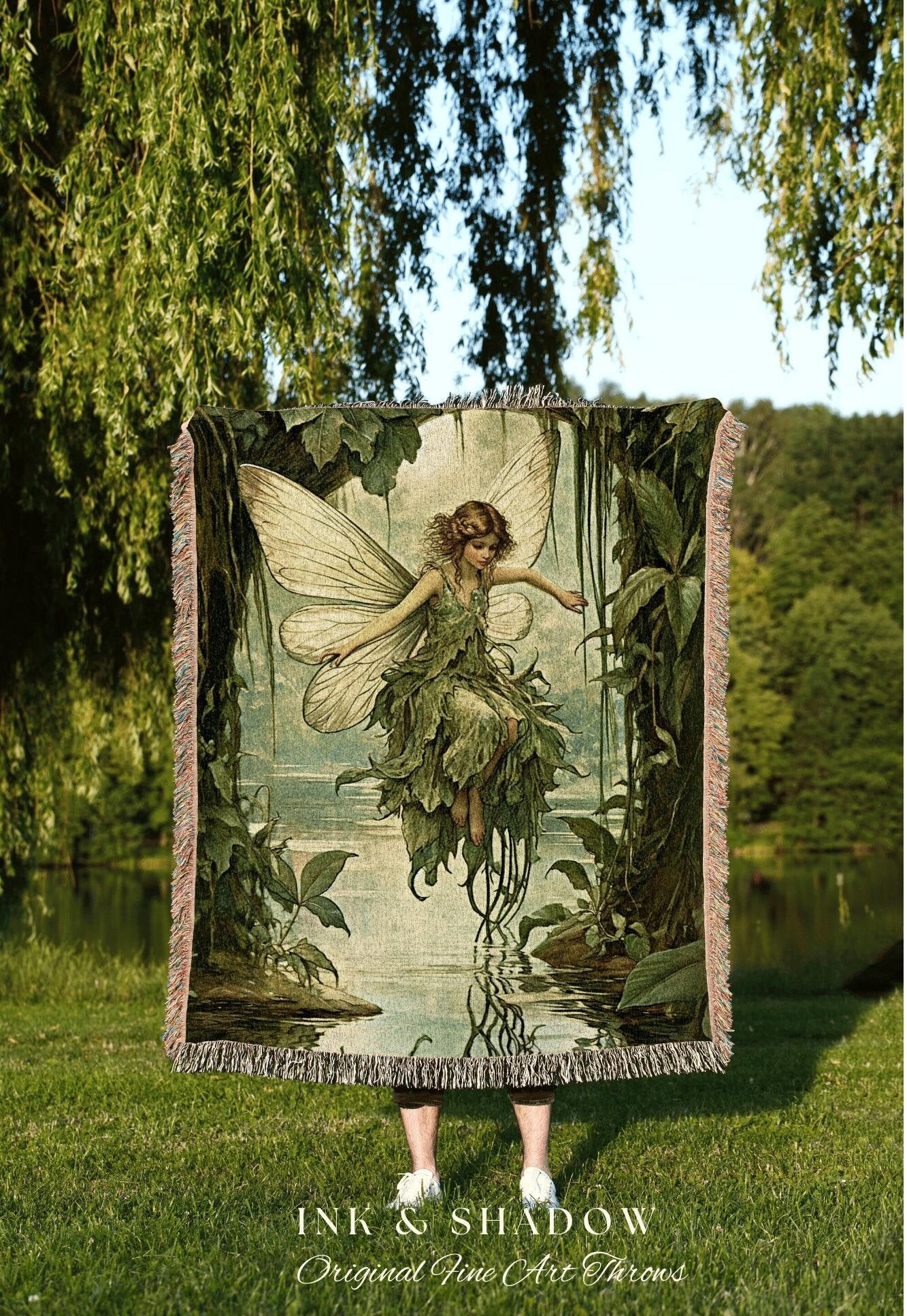 Renaissance Fairy Blanket | Fairytale Aesthetic Celestial Wall Art Witchy Cottagecore Decor Art Nouveau Tapestry Blanket Fairycore Vintage |