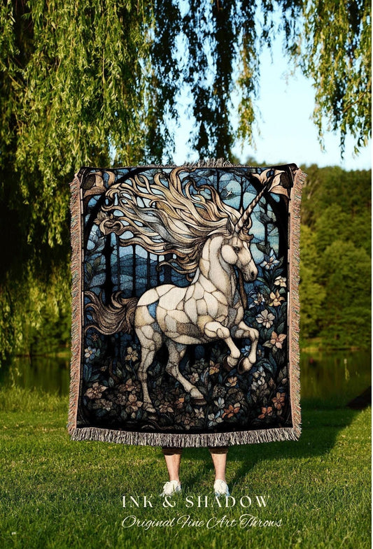 Medieval Unicorn Tapestry | Vintage Unicorn Art Ethereal Tapestry Woven | Magical Unicorn Room Decor Mythical Wall Art Medieval Tapestry |