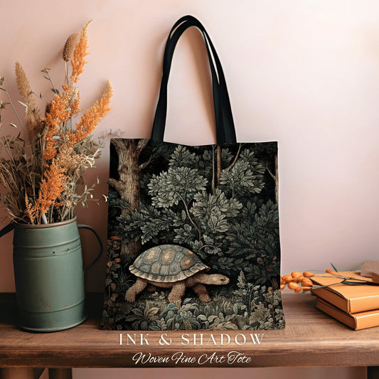 Fairycore Everyday Tote Bag | Vintage Botanical William Morris Inspired Tote Bag Aesthetic Mystical Tapestry Bag Woven Victorian Tortoise |