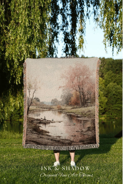 Vintage Fall Landscape Tapestry Blanket Fall Decor Wall Tapestry Woven Art Housewarming Gift | Throw Blanket Autumn Aesthetic Home Decor |