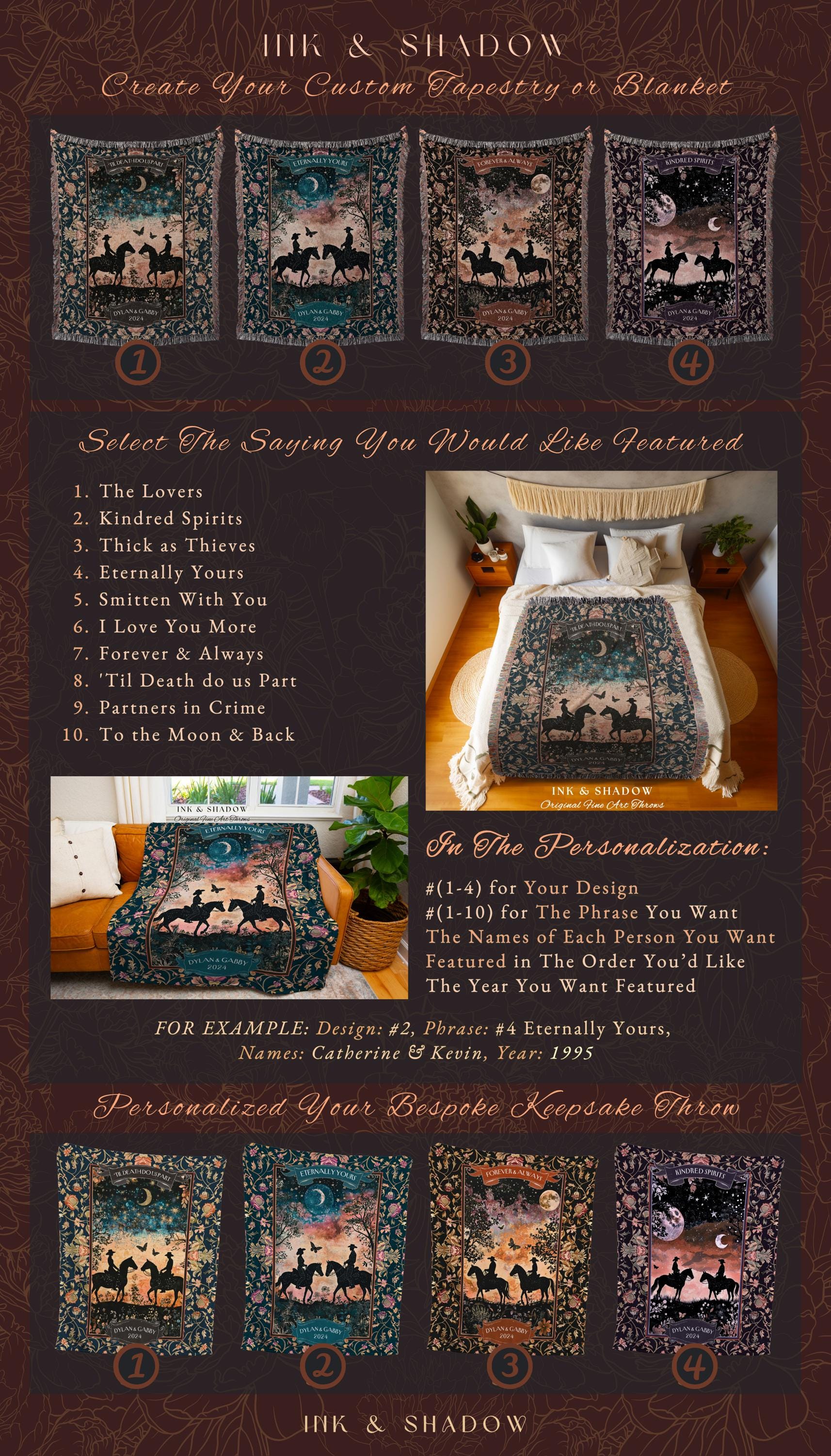 Couple Keepsake Gift Western Aesthetic | Country Sunset Cowboy Cowgirl Couples Blanket Woven Throw Thoughtful Gift for Girlfriend Meaningful