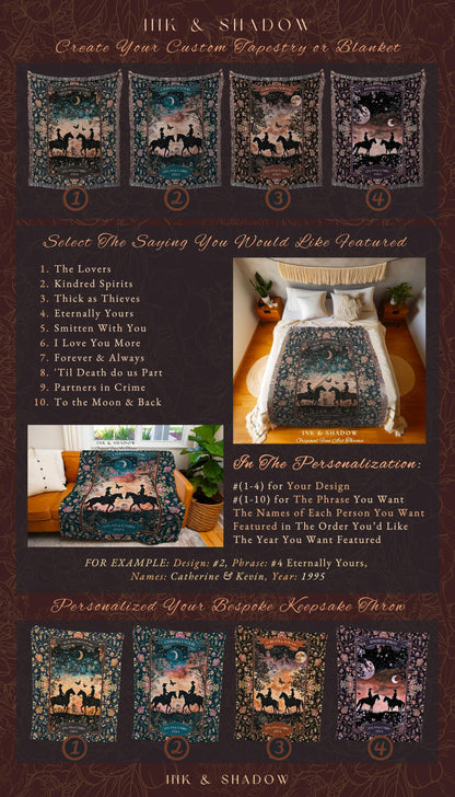 Couple Keepsake Gift Western Aesthetic | Country Sunset Cowboy Cowgirl Couples Blanket Woven Throw Thoughtful Gift for Girlfriend Meaningful