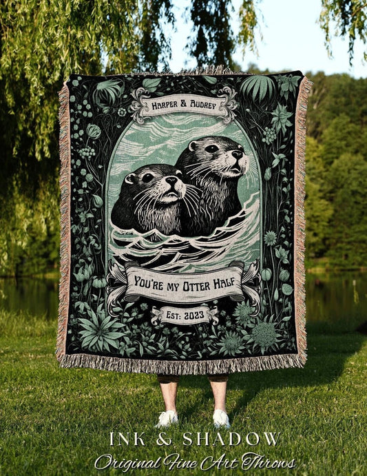 Custom Otter Bestie Present Blanket Personalized Anniversary Gift Best Friend Gift Otter Couple Blanket I Love You Gift Best Friend Blanket