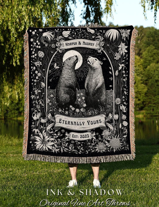 Eternally Yours Custom Woven Throw | Personalized I Love You Custom Name Gift Romantic Valentine His & Hers Blanket Capybara Tapestry Woven