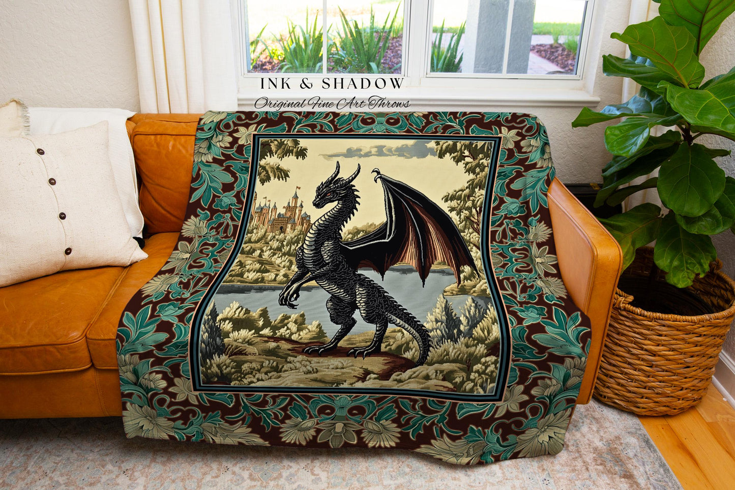 Dark Fairytale Aesthetic Woven Tapestry | Fantasy Throw Blanket Woodland Medieval Bedroom Ethereal Victorian Gothic Dark Academia Decor