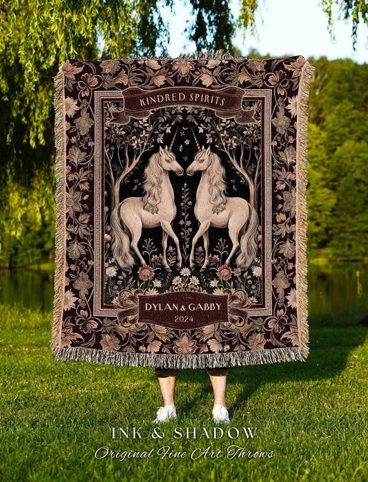 Best Friend Blanket Personalized Unicorn Gift | Victorian Aesthetic Custom Gift for Bestie Tapestry Woven BFF Blanket Unique Thoughtful |