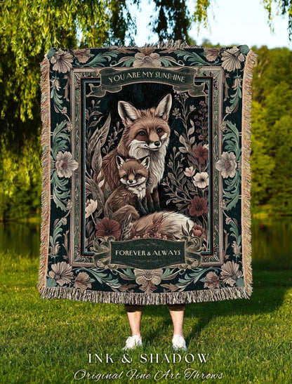 New Parent Gift Personalized Fox Tapestry | Custom Sentimental Gift Cottagecore Woodland Whimsy New Baby Gift Love You To the Moon and Back