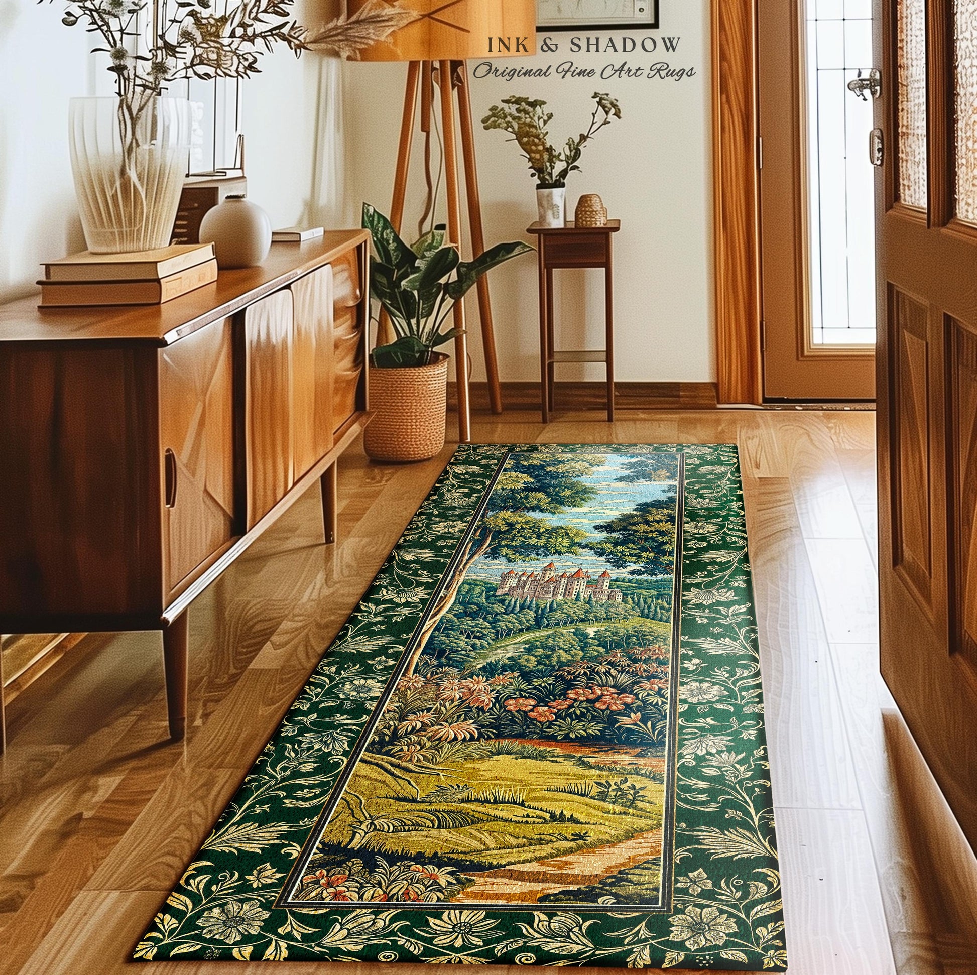 Fairytale Aesthetic Castle Runner Rug | Fairycore Hallway Area Rug Folklore Inspired Magical Woodland Entryway Decor Whimsigothic Ethereal |