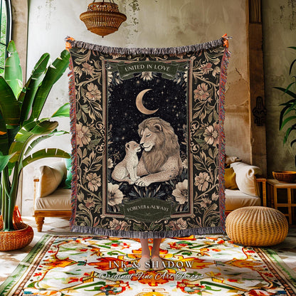 I Love You to the Moon & Back Woven Tapestry | Sentimental Gift Woodland Jungle Nursery Whimsical Blanket Cotton Meaningful Gift for Mom |