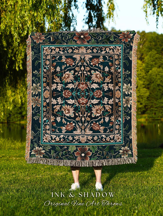 Woven Elegance Ornate Tapestry | Whimsical Ethereal Renaissance Eclectic Throw Blanket Antique Victorian Maximalist Bedroom Whimsigothic |