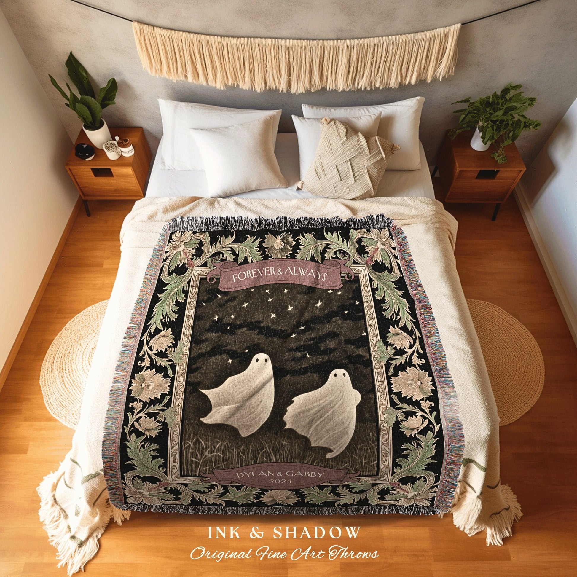 You're my Boo Couples Blanket Woven | Kindred Spirits Personalized Gothic Lover Blanket Woven Ghost Gift for Boyfriend Crowcore Home Decor