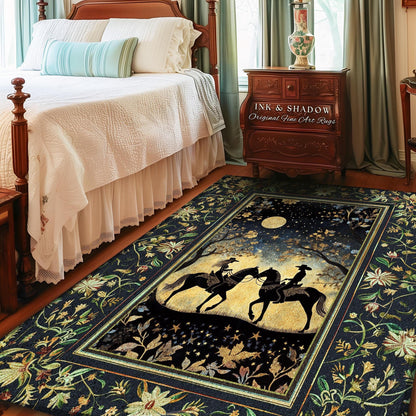 Whimsigothic Western Rug Cute | Storybook Book Nook Area Rug Ethereal Silhouettes Starry Night Country Western Cowgirl Farmhouse Aesthetic |