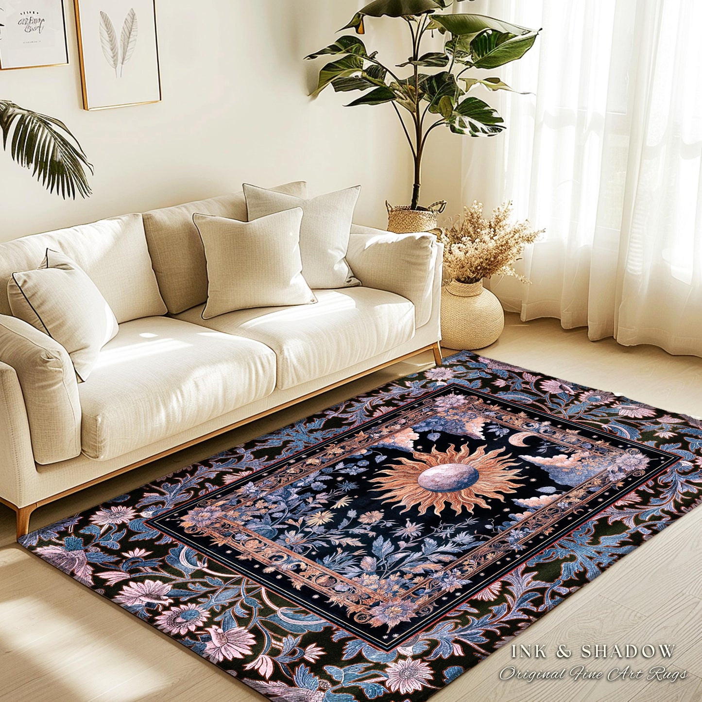 Enchanted Purples Boho Accent Rug | Celestial Mystic Tarot Inspired Witchy Pastel Bohemian Maximalist Bedroom Astrology Decor Witchy Energy