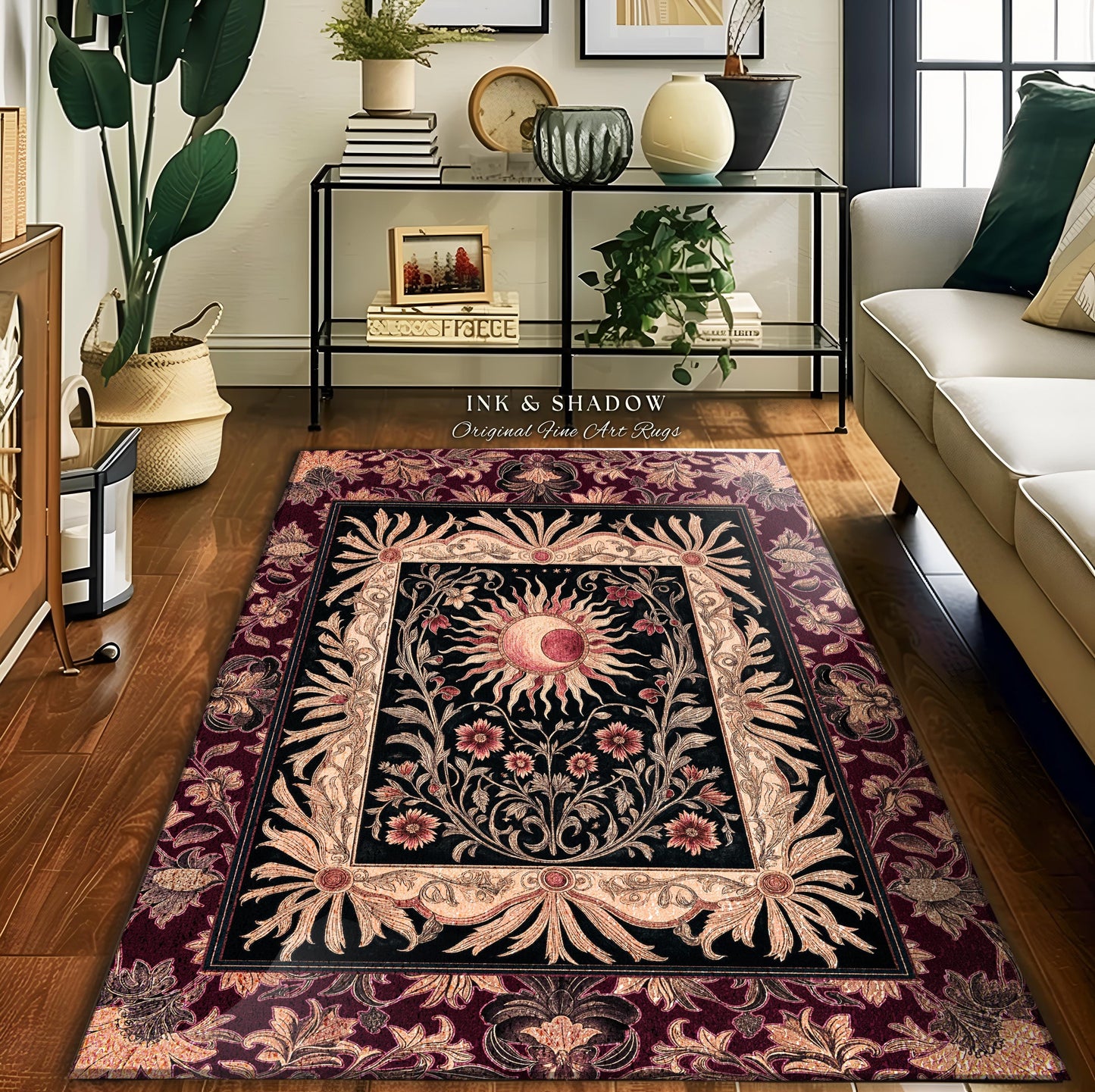 Celestial Victorian Gothic Accent Rug | Dreamy Aesthetic Witchy Bohemian Magic Cosmic Astrology-Themed Maximalist Bedroom Decor Cosmic Vibe