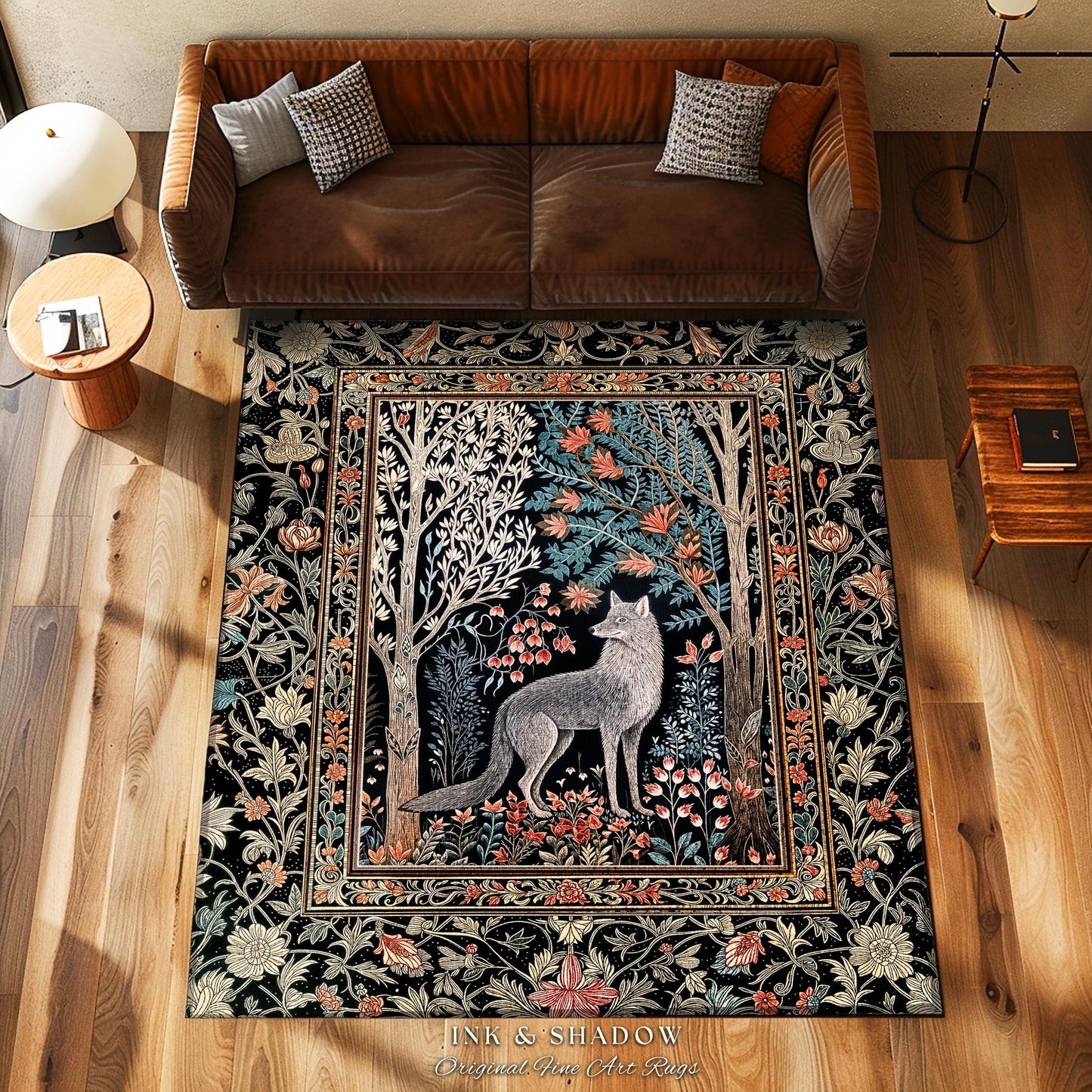 Rustic Scandinavian Home Accent Rug | Boho Woodland Room Decor Whimsical Cottagecore Elegance Homey Aesthetic Magical Nature Inspired Room