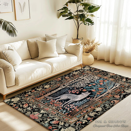 Rustic Scandinavian Home Accent Rug | Boho Woodland Room Decor Whimsical Cottagecore Elegance Homey Aesthetic Magical Nature Inspired Room