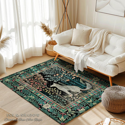 Enchanted Forest Whimsical Rug | Fairytale Woodland Cottagecore Aesthetic Bohemian Decor Cozy Scandinavian Mystical Nature Woodland Accent |