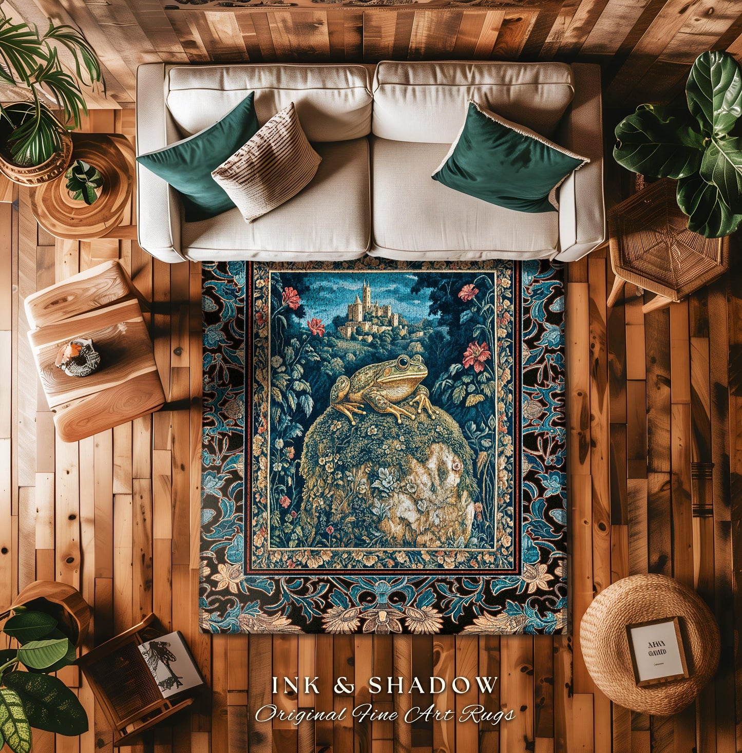 Fairytale Aesthetic Toad Rug | Frog Lover Bedroom Accent Goblincore Living Room Dark Cottagecore Magic Eclectic Fairycore Book Nook Rug |